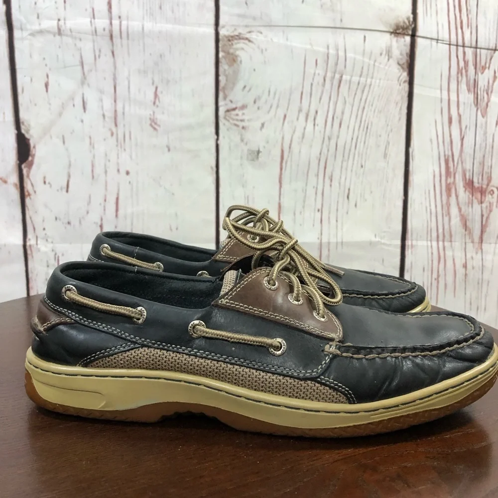 SPERRY TOP SIDER Men's Blue Leather Boat Shoes Classic Lace-Up Deck Style 11
